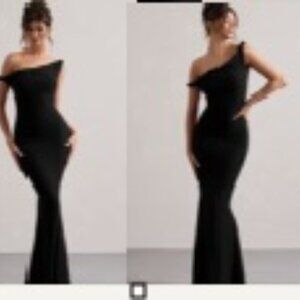 Club L London - Lita™ | Black Twisted Asymmetric Maxi Dress - Black - Size 4